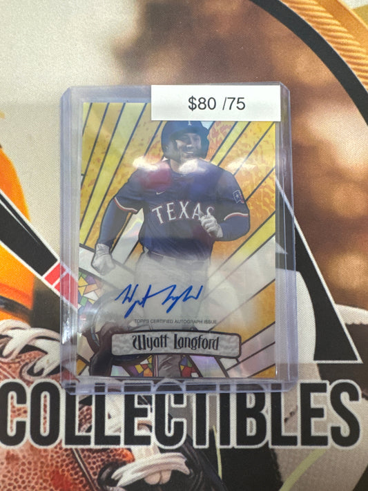 2023 Bowman Draft MLB Wyatt Langford Stained Glass Autograph /75