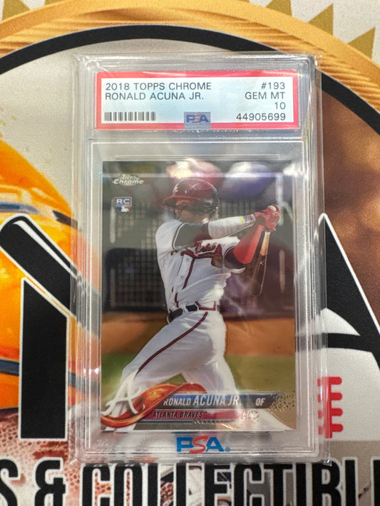 2018 Topps Chrome MLB Ronald Acuna Jr Rookie PSA 10