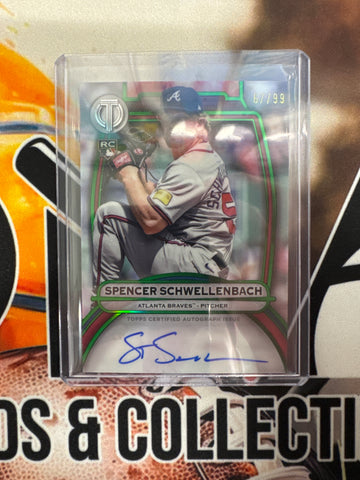 2025 Topps Tribute MLB Spencer Schwellenbach Rookie Autograph Green /99