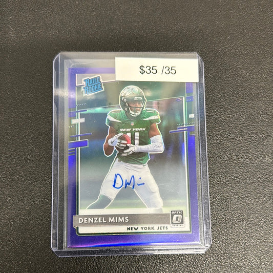 2020 NFL Donruss Optic Denzel Mims Purple Rated Rookie Auto /35