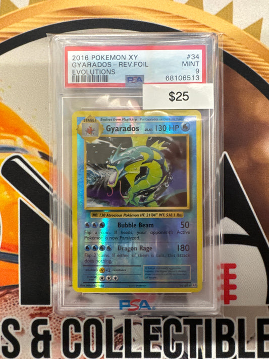 2016 Pokemon XY Gyarados Reverse Foil Evolutions 34/108 PSA 9