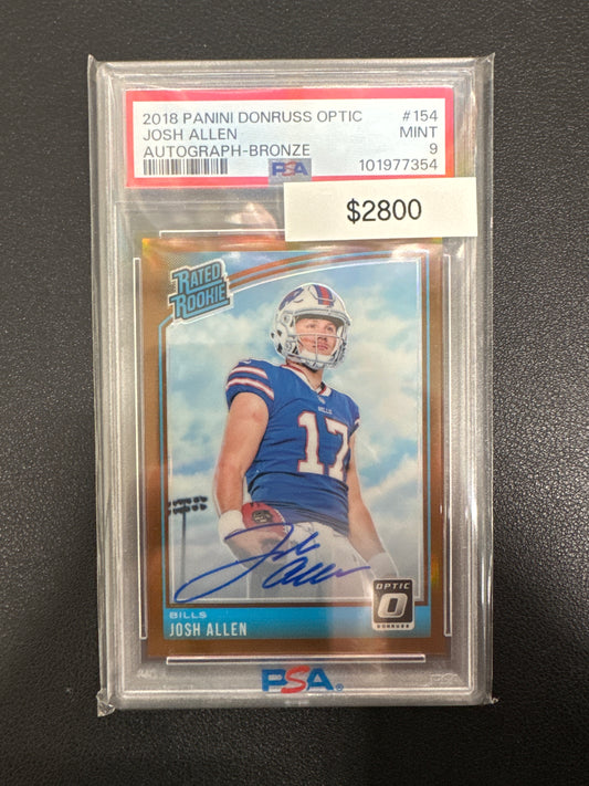 2018 Panini Donruss Optic NFL Josh Allen Rated Rookie Autograph Bronze PSA 9