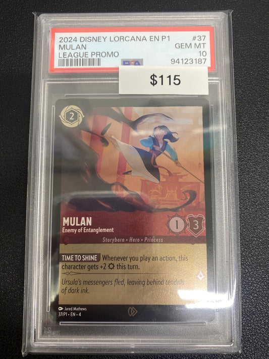 Disney Lorcana P1 League Promo Mulan PSA 10