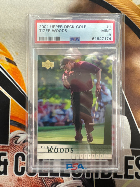 2001 Upper Deck Golf Tiger Woods PSA 9
