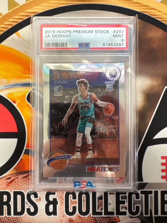 2019 Panini Hoops Premium Stock NBA Ja Morant Rookie PSA 9