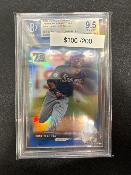 2017 Bowman Chrome Draft Ronald Acuna Blue Refractor /200 BGS 9.5