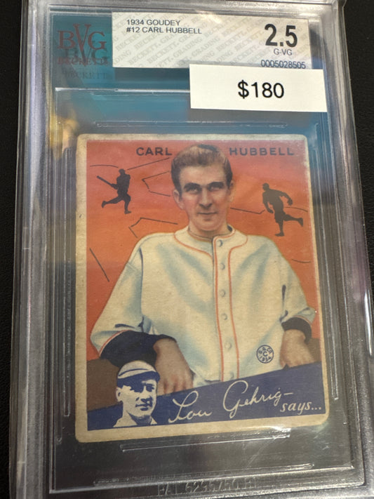 1934 Goudey Carl Hubbell BVG 2.5