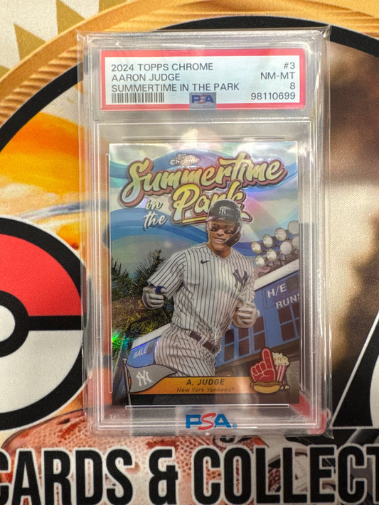 2024 Topps Chrome MLB Aaron Judge Summertime In The Park PSA 8
