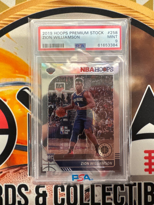 2019 Panini Hoops Premium Stock NBA Zion Williamson Rookie PSA 9