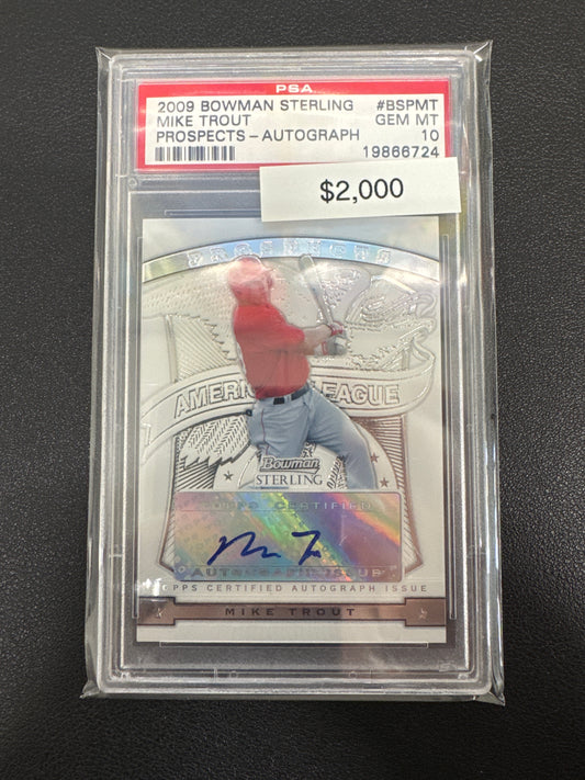 2009 Bowman Sterling Mike Trout Prospects Autograph PSA 10