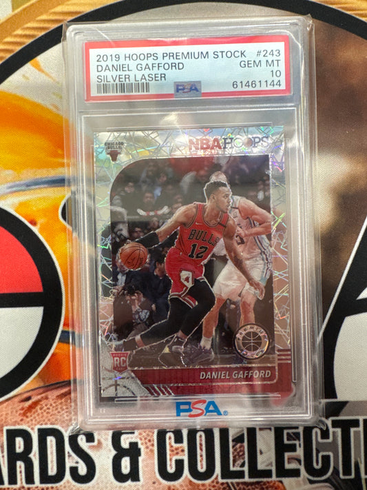 2019 Panini Hoops Premium Stock NBA Daniel Gafford Rookie Silver Laser PSA 10