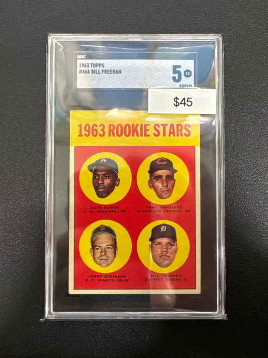 1963 Topps MLB 1963 Rookie Stars Oliver, Martinez, Robinson, Freeman SGC 5