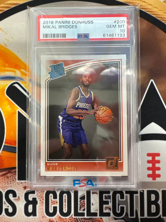 2018 Panini Donruss NBA Mikal Bridges Rated Rookie PSA 10
