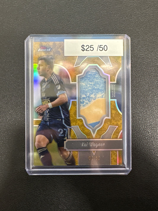 2024 Topps Finest MLS Kai Wagner Finest Fabric Patch Gold /50