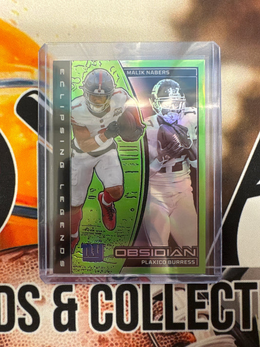 2024 Panini Obsidian NFL Eclipsing Legends Malik Nabers & Plaxico Burress Green /5