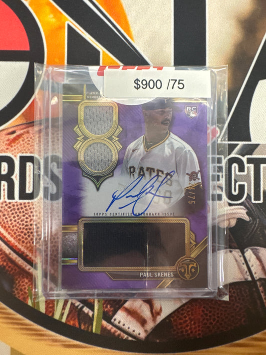 2024 Topps Triple Threads MLB Paul Skenes Rookie Player Worn Patch Autograph Purple /75