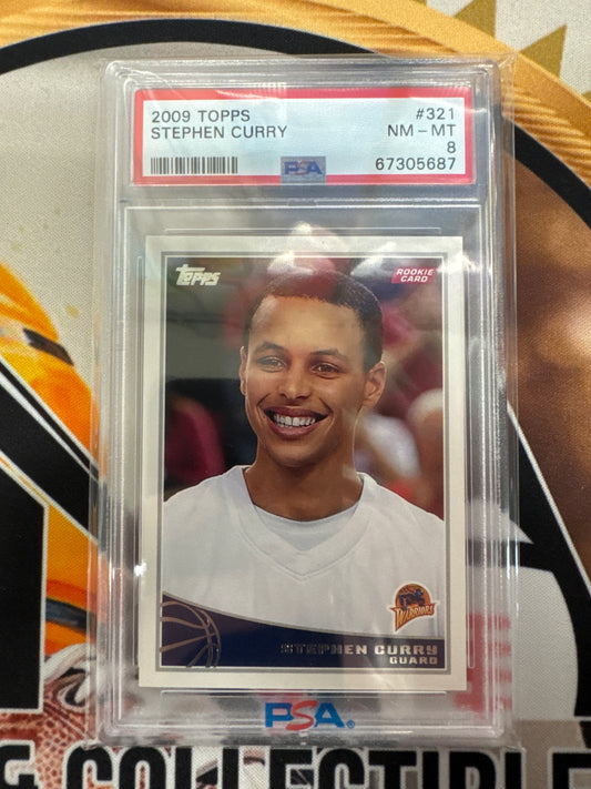 2009 Topps NBA Stephen Curry Rookie Card PSA 8