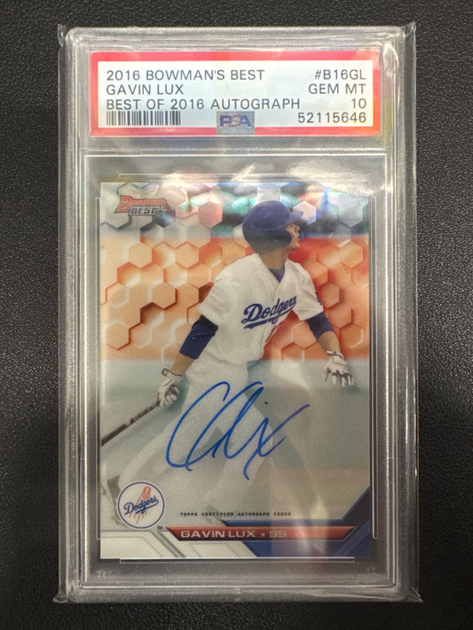 2016 Bowman’s Best Gavin Lux Best Of 2016 Autograph PSA 10