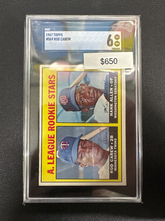 1967 Topps MLB Rod Carew & Hank Aaron American League Rookie Stars SGC 6