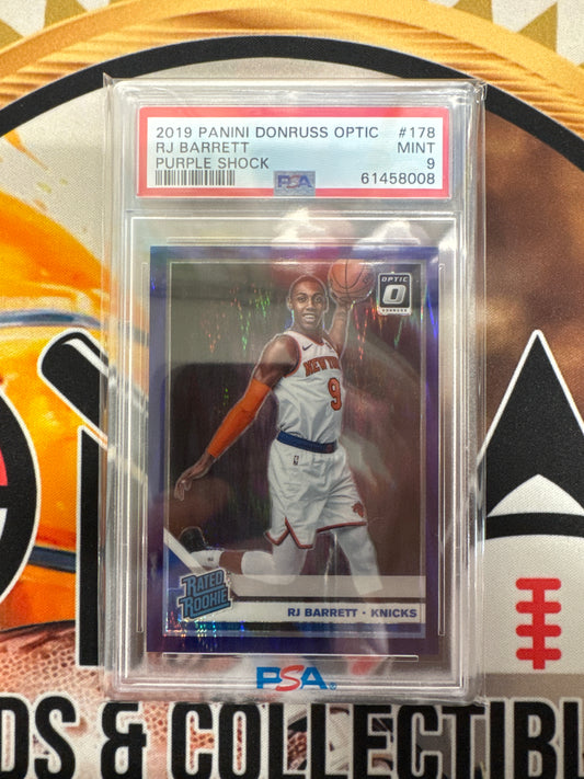 2019 Panini Donruss Optic NBA RJ Barrett Rated Rookie Purple Shock PSA 9