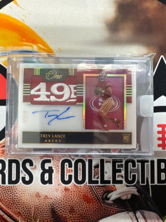 2021 Panini One Football Trey Lance Logo Patch Autograph Gold /10