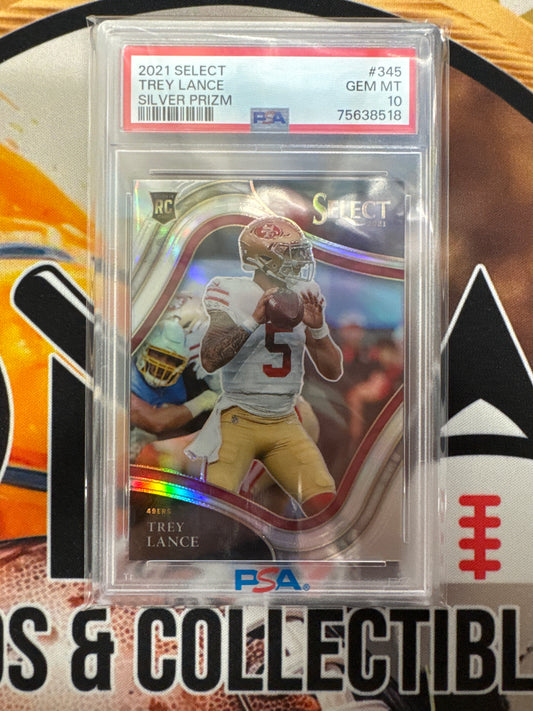 2021 Panini Select NFL Trey Lance Rookie Silver Prizm PSA 10