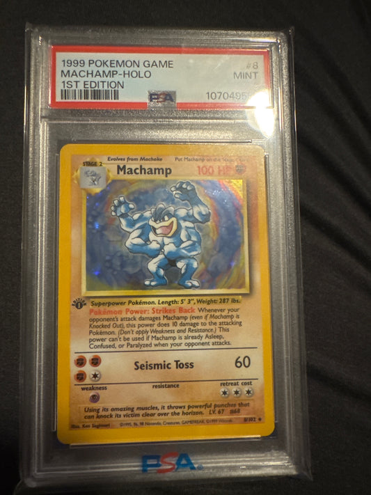 Pokemon Machamp 1st edition holo 8/102 PSA 9