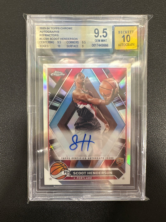 2023-24 Topps Chrome NBA Scoot Henderson Rookie Refractor Autograph BGS 9.5/10 Auto