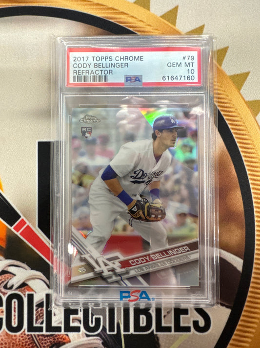 2017 Topps Chrome MLB Cody Bellinger Rookie Refractor PSA 10