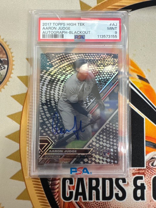 2017 Topps High Tek Aaron Judge Rookie Autograph Blackout /50 PSA 9