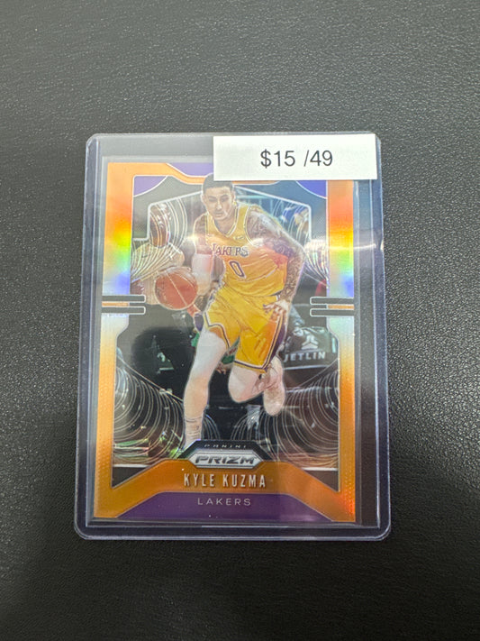 2019-20 Panini Prizm Kyle Kuzma Orange Prizm /49 Los Angeles Lakers