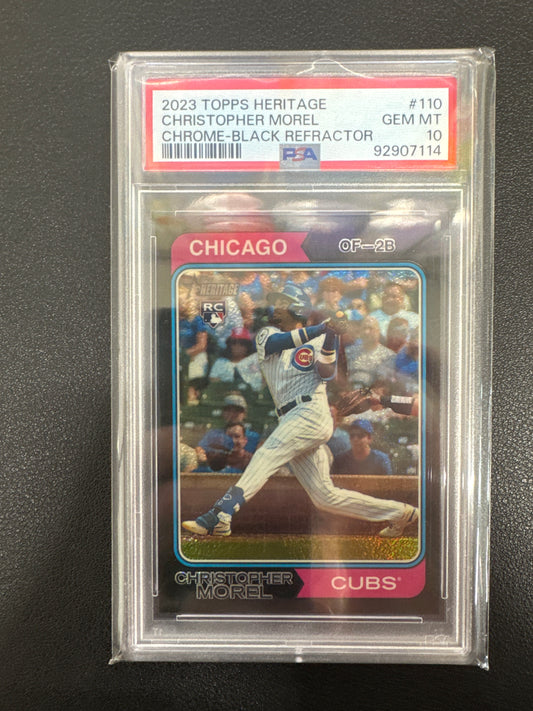 2023 Topps Heritege Christopher Morel Rookie Chrome Black Refractor /74 PSA 10