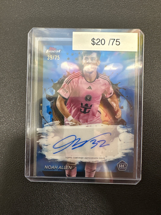 2024 Topps Finest MLS Noah Allen Blue Refractor Autograph Rookie /75