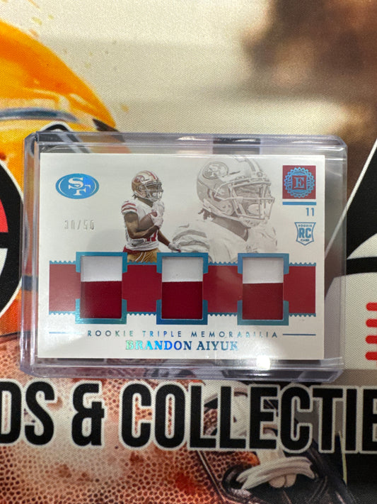 2020 Panini Encased NFL Brandon Aiyuk Rookie Triple Patch Blue /50