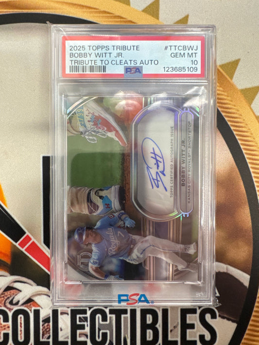 2025 Topps Tribute Bobby Witt Jr. Tribute To Cleats Auto /99 PSA 10