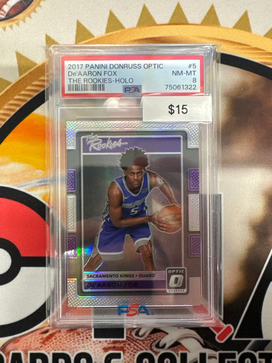 2017 Panini Donruss Optic NBA De’Aaron Fox The Rookies Holo PSA 8