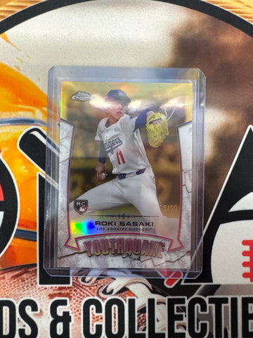 2025 Topps Chrome MLB Roki Sasaki Rookie Youthquake Gold /50