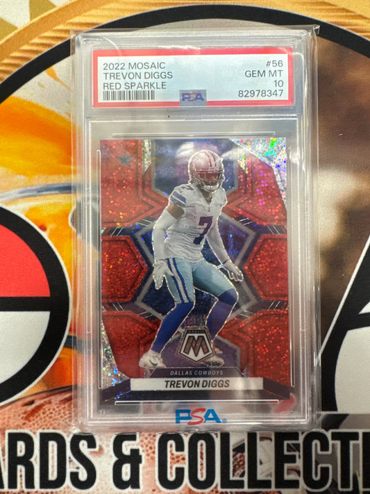 2022 Panini Mosaic NFL Trevon Diggs Red Sparkle PSA 10