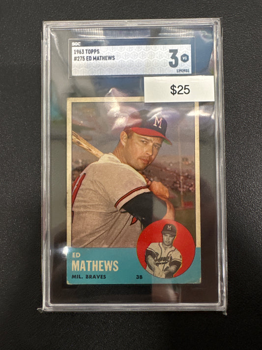 1963 Topps MLB Ed Mathews SGC 3