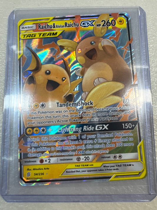 Pokemon Raichu & Alolan Raichu GX 54/236