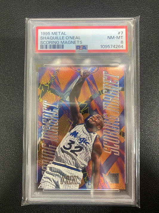 1995 Fleer Metal Shaquille O’Neal Scoring Magnet PSA 8