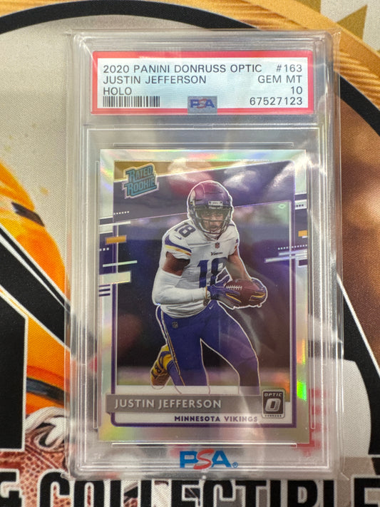 2020 Panini Donruss Optic NFL Justin Jefferson Rated Rookie Holo PSA 10