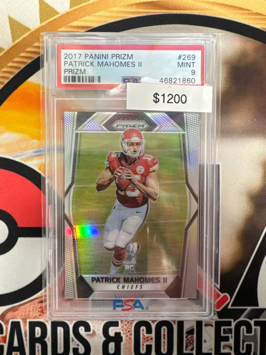2017 Panini Prizm NFL Patrick Mahomes II Rookie Silver Prizm PSA 9