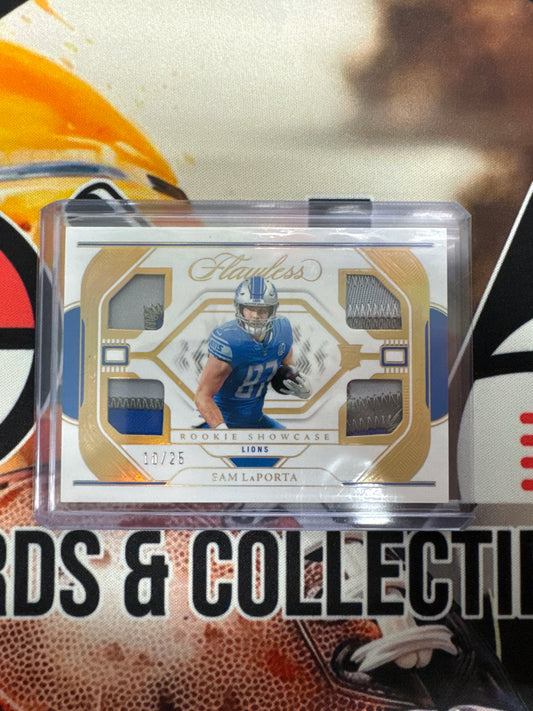 2023 Panini Flawless NFL Sam LaPorta Quad Patch Rookie Showcase /25