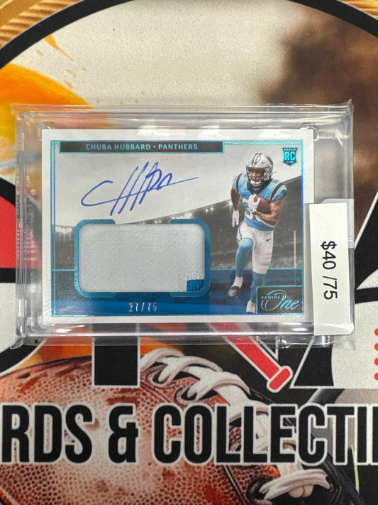 2021 Panini One Football Chuba Hubbard Rookie Patch Autograph /75