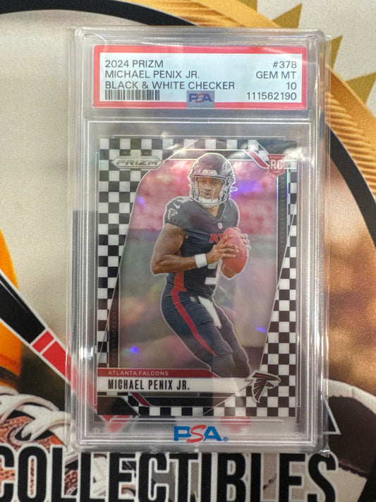 2024 Panini Prizm NFL Michael Penix Jr Rookie Black & White Checkerboard PSA 10