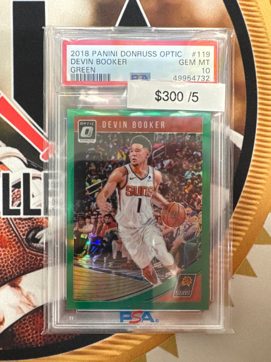 2018 Panini Donruss Optic NBA Devin Booker Green Refractor /5 PSA 10