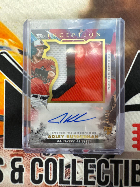 2023 Topps Inception Baseball Adley Rutschman Rookie Jumbo Patch Inception Autograph /50