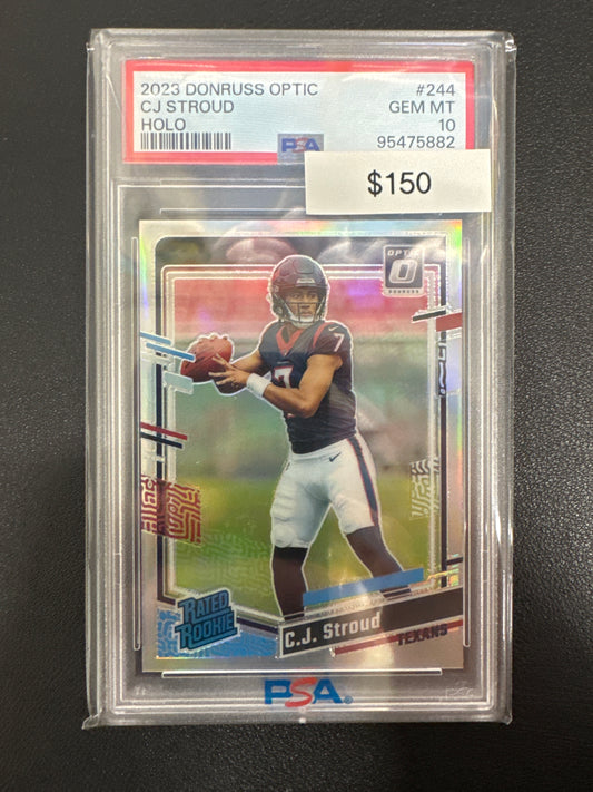 2023 Panini Donruss Optic NFL CJ Stroud Rated Rookie Holo PSA 10