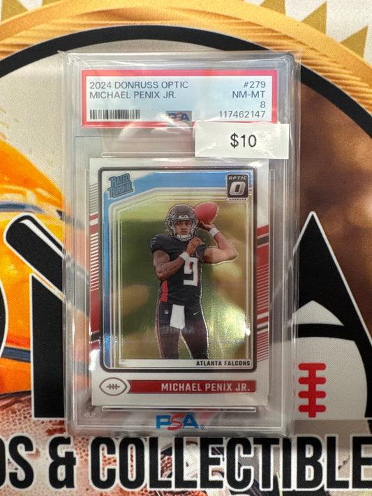 2024 Panini Donruss Optic NFL Michael Penix Jr. Rated Rookie PSA 8